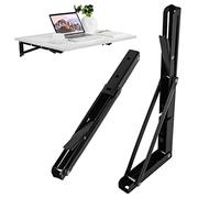 2 Pièces Support Console Pliable, Équerre Pliante 300mm, Supports D' Étagères Pliants, Fer Noir Charge Utile 50 KG, pour La Maison, Cuisine, Bureau, Table, Mur, Économiser De l'Espace