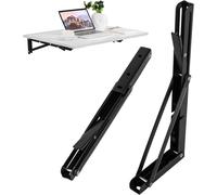 2 Pièces Support Console Pliable,Équerre Pliante 300mm,Supports D' Étagères Pliants,Fer Noir Charge Utile 50 Kg,Pour La Maison,Cuisine,Bureau,Table,Mur,Économiser De L'espace