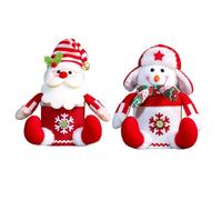 2 Pièces Support de Bonbons de Noël Créatif, Pot à Bonbons de Noël, Cas de Bonbons de Fête Goodies, Bonhomme de Neige et le Vieil Homme, Réutilisable, pour Chocolats, Biscuits et Décorations (Rouge)