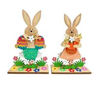 2 pièces support de décoration pour pâques,Lapin de Pâques en bois,décoration Lapin de Pâques à poser,décoration de Pâques Lapin en bois à poser,décoration de Pâques Lapin de Pâques pour le jardin