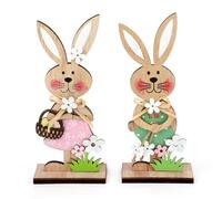 2 pièces support de décoration pour pâques,Lapin de Pâques en bois,décoration Lapin de Pâques à poser,décoration de Pâques Lapin en bois à poser,décoration de Pâques Lapin de Pâques pour le jardin