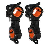 2 Pièces Support de Lampe Torche Orange à Double Fixation Rapide | Pince Métallique et Plastique, Montage Guidon, Points Doubles, Adapté aux Parcours Nocturnes, Chemins Accidentés