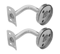 2 Pièces Support de Main Courante Mural Acier Inoxydable pour Escalier | Finition Satinée Mate, Base Renforcée, Trous Précis, Design Vertical Incurvé, Adapté aux Rampes Ovales en Bois