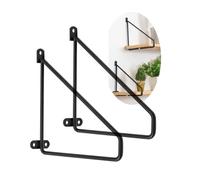 2 pièces Support d'étagère Acier massif,Support Etagere triangulaire Equerre Murale de cloison murale trépied Cadre Tablette Flottante Support Plateau Pour Cuisine Industrielle (20cm,Black)