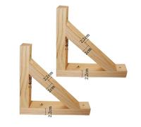 2 pièces Support d'étagère flottante Bois massif naturel,Support Etagere Bois,Equerre Murale de cloison murale trépied Cadre Montage mural Tablette Flottante Pour Cuisine,Jardin (17cm)