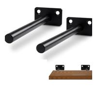 2 Pièces Support D'étagère Flottante Caché Mural Robuste | Acier Inoxydable Noir, Installation Invisible, Lot 2 Vis Fer et 2 Chevilles Spirales, pour Rayonnages