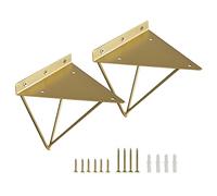 2 Piéces Support D'étagère Mural,Équerre pour Étagere Doré Bricolage,Support De Rayonnage Flottants Robustes,Équerre De Fixation en Épingle À Cheveux,pour Décoration,avec Vis,Gold-19.5cm(7.68in)