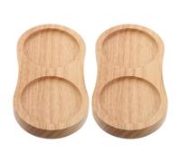 2 Pièces Support en Bois pour Moulin à Poivre, Double Trou | Plateau Beige à Bords Relevés, Grain Net et Surface Lisse, Rangement Facile pour Caddy et Shaker
