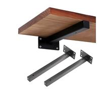2 pièces Support Etagere Acier inoxydable,Supports D'étagère Flottant Tube carré,Equerre Murale échafaudage,Équerre Étagère de Fixation d'angle Brace pour étagères Placard Penderie (250mm,Black)