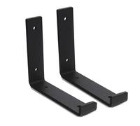 2 pièces Support Etagere forme de L Noir,Supports D'étagère Flottant Métal,Equerre échafaudage Fer,Équerre Étagère de Fixation d'angle Brace étagères Placard Penderie,Extérieur,Salon (25cm)