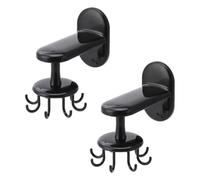 2 Pièces Support Mural Rotatif sans Perçage en ABS Noir Cuisine | Rangement Mural Compact, Crochets Pivotants à 360°, Accès Rapide aux Torchons et Ustensiles, Près de L’évier
