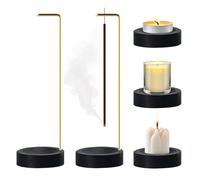 2 Pièces Support Porte Encens Baton 2 en 1, Bruleur Encens Inversé en Bois avec Bobine de Cône, Brûleur D'encens Inversé Multifonction, Wood Incense Burner Holder pour Méditation, Yoga, Spa (Noir)