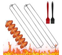 2 Pièces Support Poulet Barbecue Support Poulet pour Barbecue Support à Poulet Barbecue Support Poulet Rail d'Aile de Poulet à Pince Rail d'Aile Pique-nique Fête Camping Barbecue (avec 2 brosses)
