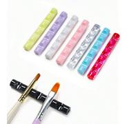 2 pièces Support pour pinceaux de nail art, support à 5 fentes rose transparent pour pinceaux de nail art, support acrylique mini portable, support d'affichage pour outils de nail art, pinceau de scul
