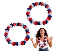2 Pièces Supporter Equipe de France, Colliers de Fleurs Bleu Blanc Rouge, Kit Supporter France, Accessoires Couleur Tricolore Collier Hawaï Supporters pour Coupe du Monde 2026 Euro, Football Déco Fête