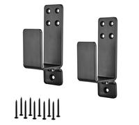 2 pièces supports de barricade de porte, support en U en métal pour bois de 2x4, support de renforcement de sécurité de porte avec support de barre rabattable pour maison, grange, garage (noir)