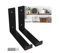 2 Pièces Supports D'étagère Noir 35cm - Équerre Garage Mural Résistants Support Flottant Industriels, DIY Meubles Décoration Murale En Métal, Équerre De Fixation Avec Lèvre