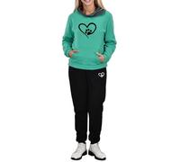 2 Pièces Survêtements Femme Ensemble, Sweat A Capuche Femme Imprimé Cœur Sweat Manches Longues Chaude Pantalon Chic Et Elegant Sportswear Casual Fitness Sport Outdoor Tracksuit Course Yoga