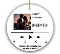 2 pièces Suspensions Sapin de Noël Notre chanson et un souvenir photo pour | les couples Décorations d'automne à suspendre Fenêtre Céramique Fournitures de fête Noël Amusant Cadeau Décoration