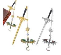 2 pièces Sword dragon signets, Metal Marque Page, Marque pages Dragon, Style vintage, Marque Page Cadeau pour Enfants et Adultes(Gris et vert)