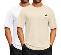 2 Pièces T-Shirt pour Homme Coton D'été HawaïEn Chemise Manches Courtes Casual Baggy Respirant Couleur Uni Sport T-Shirt Outdoor Running Top De Fitness (Black-b, XL)