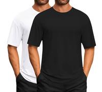 2 Pièces T-Shirt pour Homme Coton D'été HawaïEn Chemise Manches Courtes Casual Baggy Respirant Couleur Uni Sport T-Shirt Outdoor Running Top De Fitness (Blue-d, XXL)