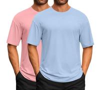 2 Pièces T-Shirt pour Homme Coton D'été HawaïEn Chemise Manches Courtes Casual Baggy Respirant Couleur Uni Sport T-Shirt Outdoor Running Top De Fitness (Khaki-d, XXXL)