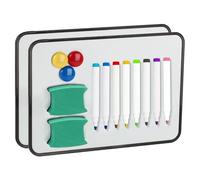 2 Pièces Tableau Blanc Magnetique, Tableaux Blancs Effaçables à Sec, Format A3 Tableaux Blancs Double Face, avec Stylos Effaçables à Sec, Gomme, Aimants pour Bureau Dessin, 42x30 cm