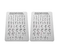 2 Pièces Tableau Braille D'apprentissage de L'alphabet | Points en Relief, Sensation Tactile Régulière, Usage Maison et École, Panneau Aluminium-plastique Argenté