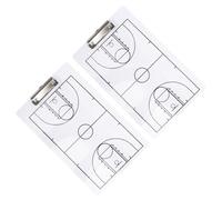 2 Pièces Tableau D'entraînement Basket-ball Blanc Effaçable en PVC | Clip de Maintien, Planification Réutilisable, Design Imprimé Clair, pour Pratique Extérieure et Gestion D'équipe