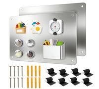2 Pieces Tableau Magnétique Mural, 43x30cm Plaque Aimantee pour Magnets, Metal Tableau pour Magnet Plaque Magnétique, Aimant Tableau Pour Bureau, Cuisine, Réfrigérateur (Argent)