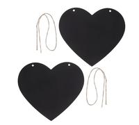 2 Pièces Tableau Noir Cœur Double Face Mini à Suspendre pour Notes | Panneau Réinscriptible en MDF Noir, Étiquetage Jardin et Fête, pour Crochets et Craie