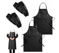 2 Pièces Tablier Boucher Tablier Imperméable 105×66cm Lavage de Voiture | Tabliers PU Imperméable Tabliers Étanche Anti Graisse Noir pour Le Travail de Laboratoire Nettoyage du Poisson Boucherie