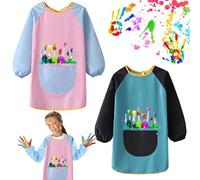 2 Pièces Tablier Enfant Peinture, Tablier Peinture Enfant 6-12 Ans, Blouse Peinture Enfant, Tablier De Peinture Imperméable Avec Manches, Adapté à La Peinture Artistique, Aux Repas, Aux Jeux (B)