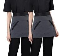 2 Pièces Tablier Taille Noir avec Poches pour Chef Hommes Femmes Demi Tablier De Cuisine pour Café, Bistro, RestaurantBlack,One Size