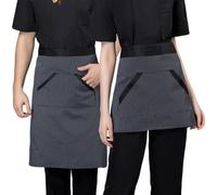 2 Pièces Tablier Taille Noir avec Poches pour Chef Hommes Femmes Demi Tablier De Cuisine pour Café, Bistro, RestaurantBlack+Black A,One Size
