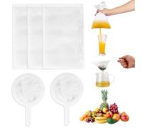 2 Pièces Tamis Cuisine Plastique 200/400 Mesh, 3 Pièces Etamine Alimentaire Nylon 20×30cm, Passoire Fine avec Poignée, Sac a Lait Vegetal Réutilisables, Cheese Cloth pour Filtrage Jus Café