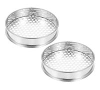 2 Pièces Tamis Rond en Acier Inoxydable 20cm pour Jardinage et Tri | Maille à Trous pour Terre, Argenté, Usage Plantation, Tri des Cailloux et Débris Compost