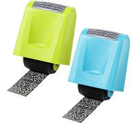 2 Pièces Tampon d'Identité pour Prévention de Vol Tampon de Garde d'Identité à Rouleau Timbre de Sécurité à Rouleaux Large (Vert et Bleu, Moyen)