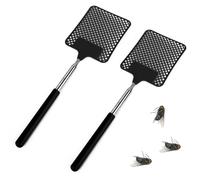 2 Pièces Tapette à Mouches, Extensible à Mouche, Tapetteà Mouche Telescopique avec Poignée Télescopique en Acier Inoxydable, Tapetteà Mouche Main, Portable Tapettes Anti Moustique pour Insectes