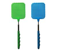 2 Pièces Tapettes à Mouches Extensible, Manche télescopique Lutte Antiparasitaire Manuelle, Portable Tapettes Anti Moustique pour Insectes-Bleu/Vert