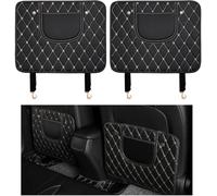 2 Pièces Tapis Anti-Coups de Pied pour Lada Kalina II Estate (2194) 2013-2018, PU Cuir Anti-Saleté Coussin Imperméable avec Poche de Rangement,C-Black-Beige