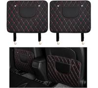 2 Pièces Tapis Anti-Coups de Pied pour Mercedes Benz E Class Sedan W211 E200 Saloon AMG Line 5 Doors 2002-2009, PU Cuir Anti-Saleté Coussin Imperméable avec Poche de Rangement,B-Black-Red