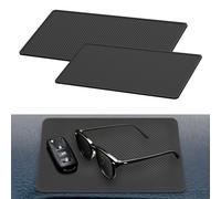 2 Pièces Tapis Antidérapant Voiture Tableau de Bord, Tapis Antidérapant Silicone Mat Réutilisable pour Téléphone Portable, Clés, Pièces de Monnaie, 27 × 15 cm,18 x 13 cm (Noir)