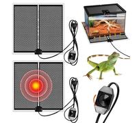 2 Pièces Tapis Chauffant Reptile, 14W 220V Coussin Chauffant pour Récipients en Verre, 28x28cm Tapis Chauffant Terrarium Réglable, Coussin Chauffant Terrarium Réglable Réglable avec Contrôle