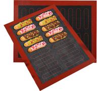 2 PIÈCES Tapis de cuisson en silicone 18 Eclairs Pizza Pâtisserie Non Stick Moule à pain Fabricant Oven Feuille Liner Outil de cuisine Pour les petits pains Pâtisserie Puff Eclair