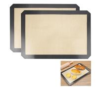 2 Pièces Tapis de Cuisson en Silicone 42x29.5cm, Réutilisable et Antiadhésif pour Four, Pâtisserie, Macarons, Soufflés, Pizza