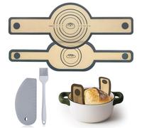 2 Pièces Tapis de Cuisson en Silicone pour Four Hollandais, Tapis de Cuisson avec Longues Poignées, avec Raclette et Pinceau à Pâtisserie, Facile à Nettoyer et Réutilisable, Gris