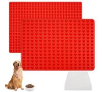 2 Pièces Tapis de Cuisson en Silicone, Tapis Silicone Patisserie, Tapis de Cuisson Chien Biscuit Moule avec Spatule, pour Biscuits pour Chiens DIY (1,5 cm en Forme de Cœur + 1,2 cm Hémisphérique)