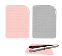 2 Pièces Tapis de Protection Thermique en Silicone Résistant Tapis Resistant a la Chaleur de Voyage, Pour Boucleur a Cheveux, Lisseur Vapeur, Seche Cheveux (Rose,Gris)